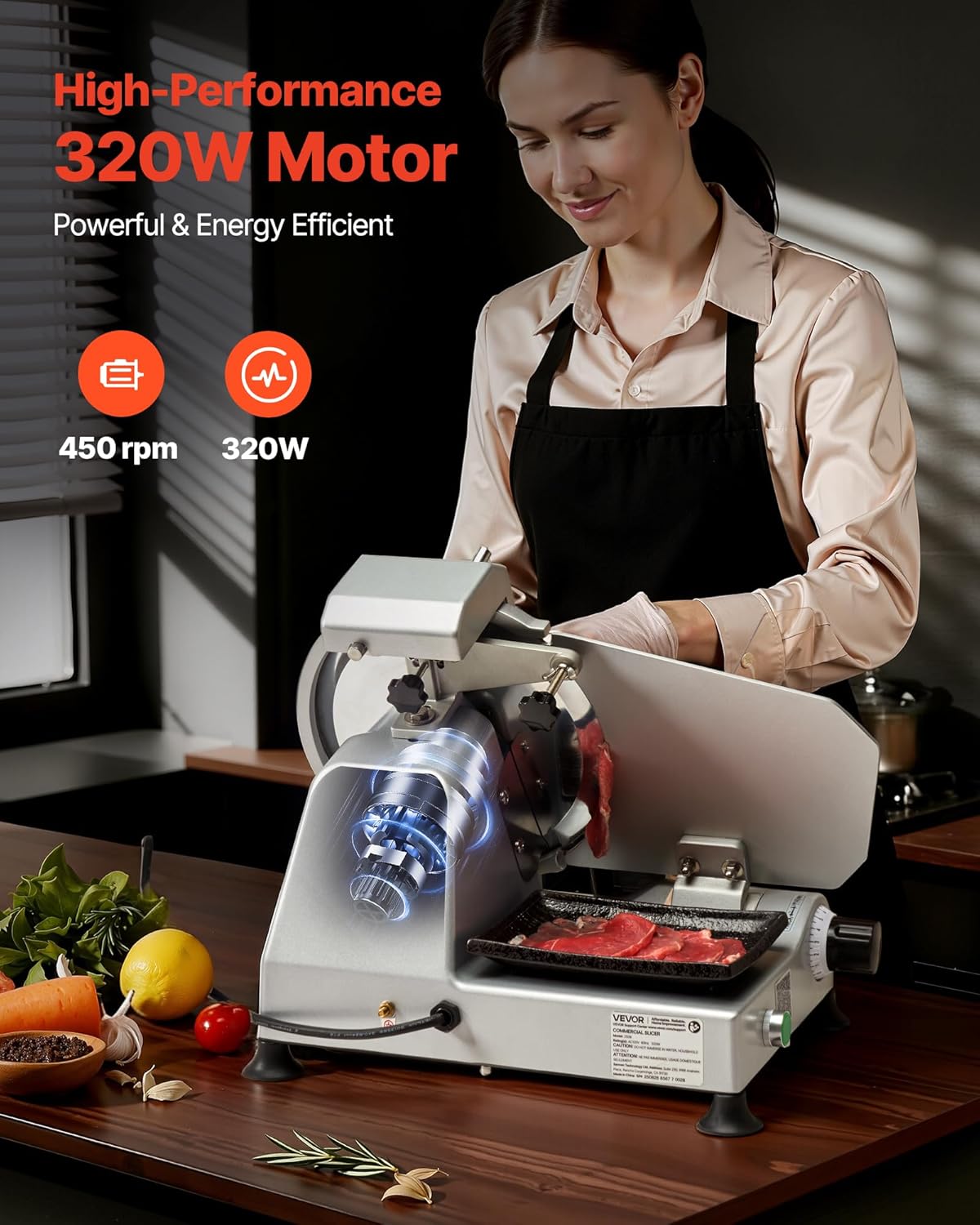 VEVOR - trancheuse électrique 320W, lame 250mm, coupe 0-10mm