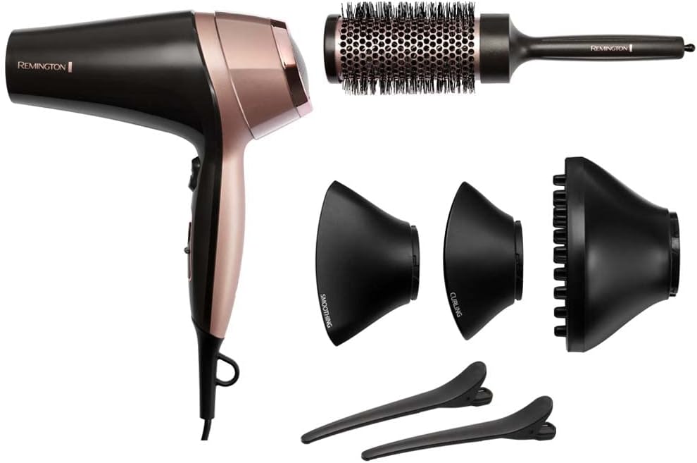 Remington - Sèche-cheveux Curl&Straight - 2200W - 3 températures, 2 vitesses, accessoires - D5707