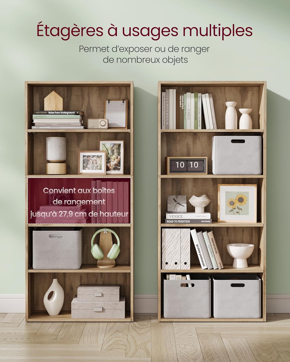 VASAGLE - étagère 5 niveaux - 24x60x134,2 cm - rangement ouvert - LBC165T50