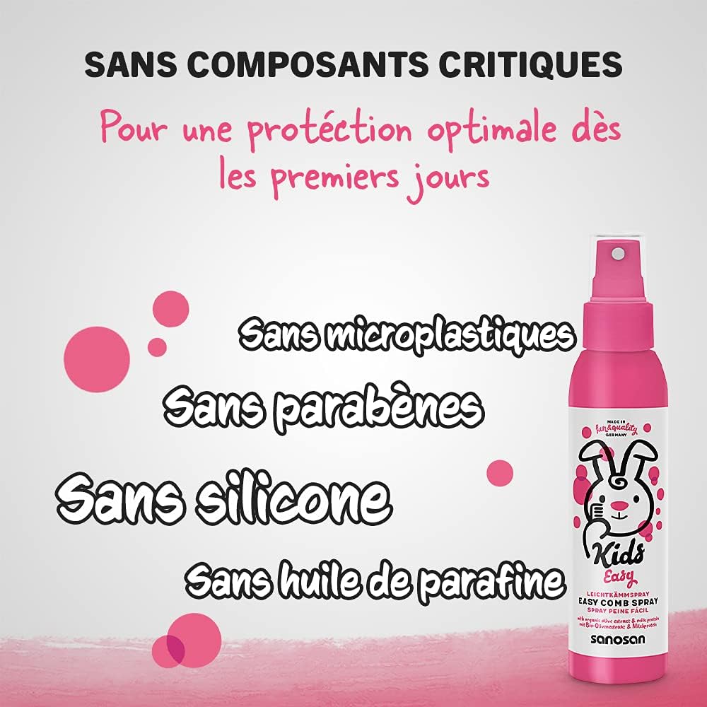 Sanosan - Spray démêlant enfants 125ml - Olive bio et protéines de lait, sans rinçage (x6)