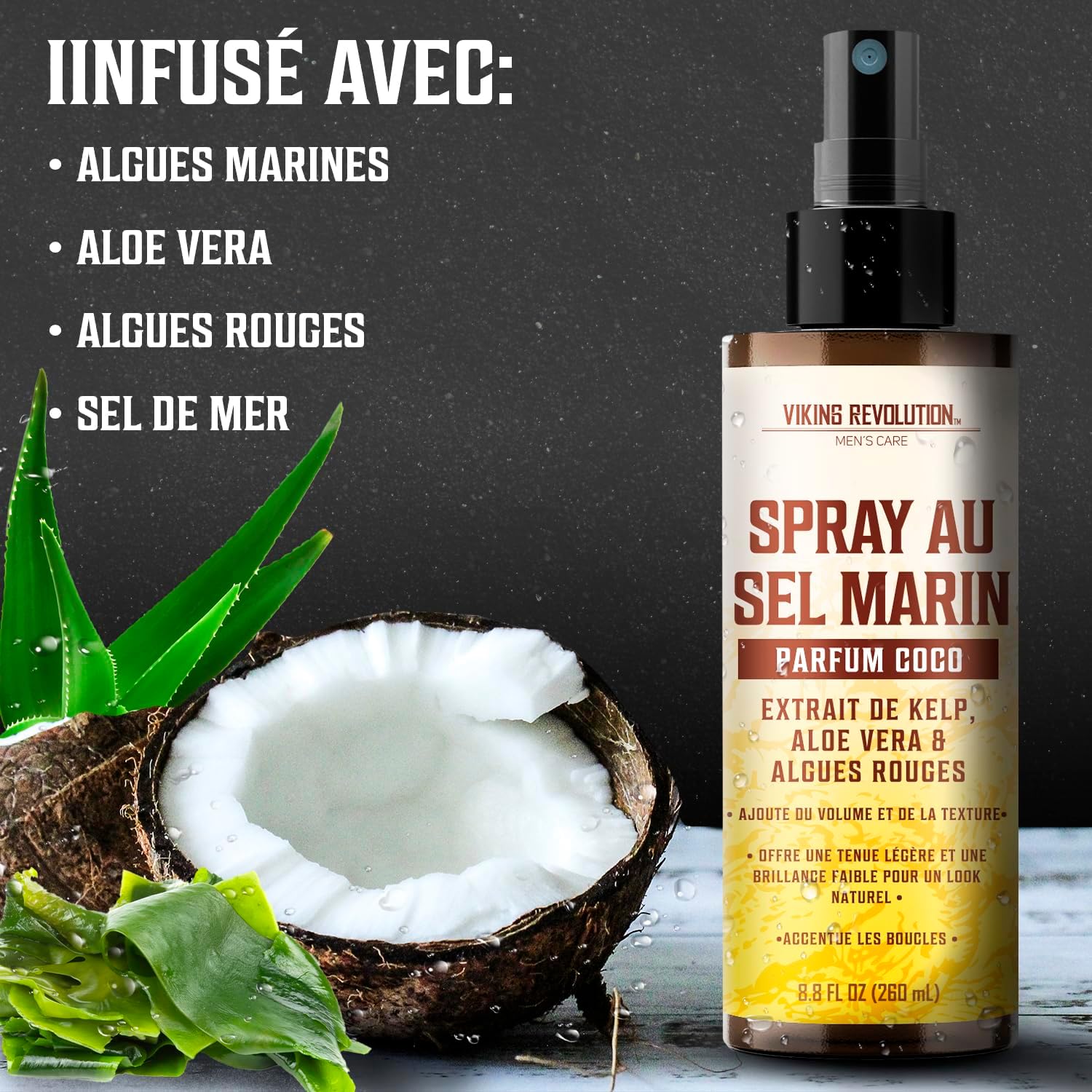 Viking Revolution - Sea Salt Spray homme - 260ml - volume, texture, noix de coco