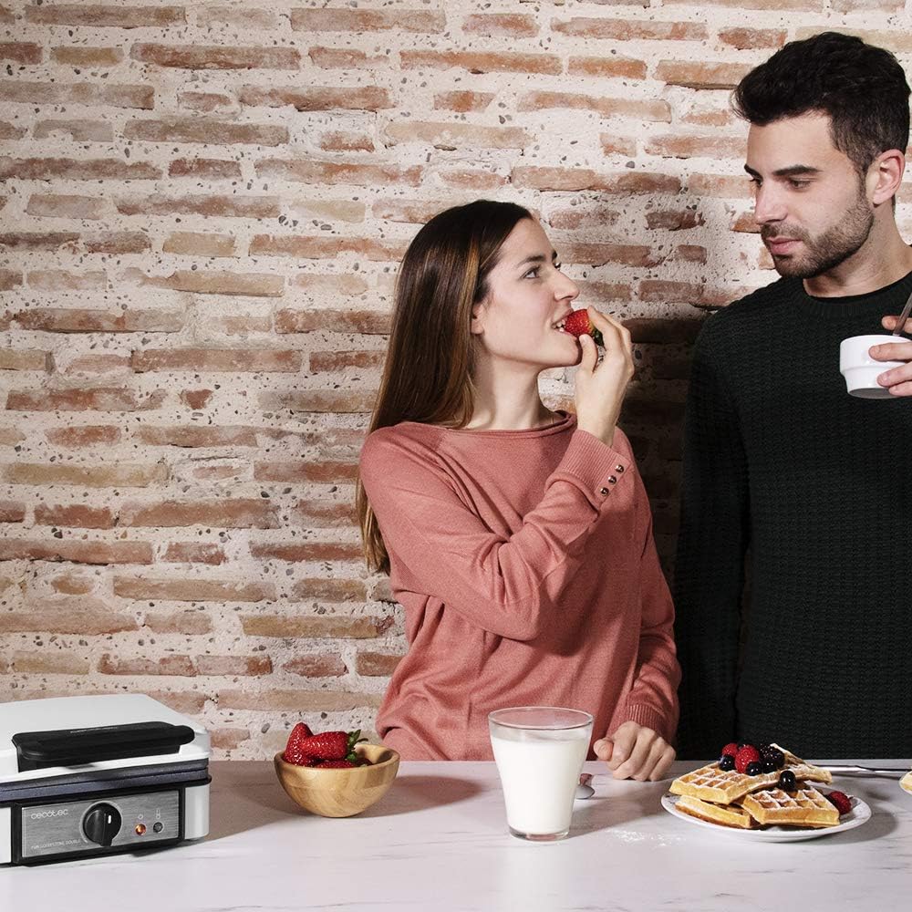 Cecotec - Fun Gofrestone Double - grand format - 1200W, thermostat réglable, revêtement RockStone