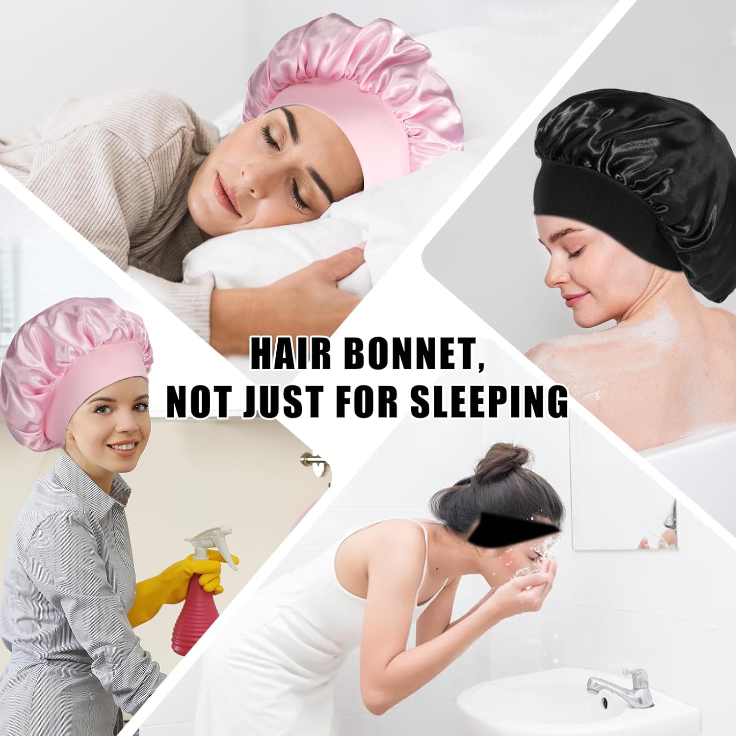Bonnet cheveux satin nuit - élastique, soin cheveux, soyeux, protection