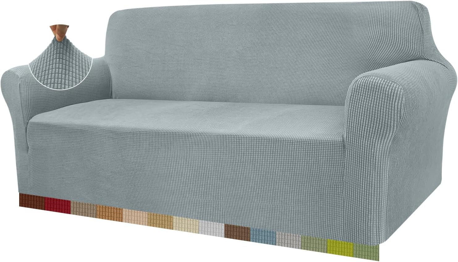 Housse de canapé - jacquard extensible 3 places - gris - protection animaux