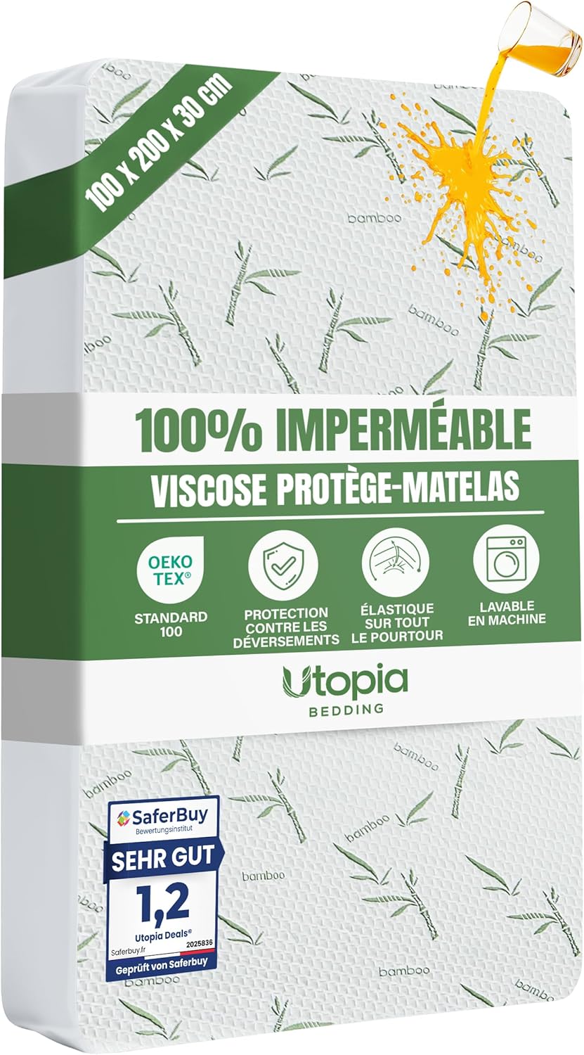Utopia Bedding - protège-matelas Premium - 100x200x30 cm - imperméable, Oeko-Tex, respirant