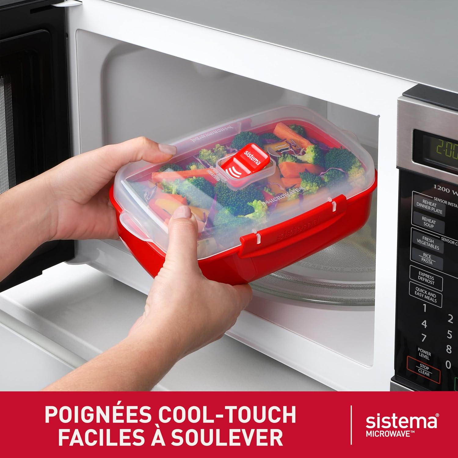 Sistema - Heat and Eat rectangulaire - 1,25L/525ml - micro-ondes, couvercle clipsé, valve vapeur - 82005
