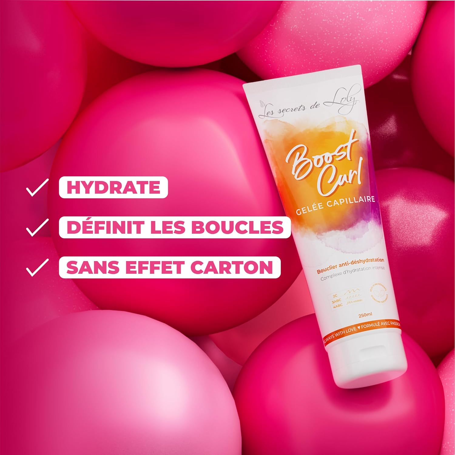 Les Secrets de Loly - Boost Curl - 250 ml - Gelée coiffante hydratante boucles 97% naturel