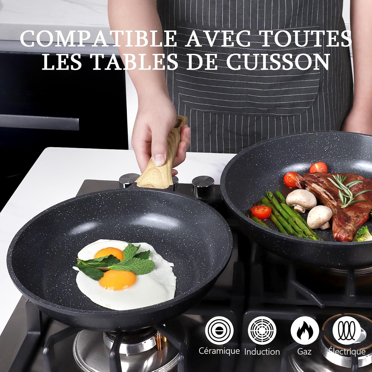 GiPP - poêle à frire granit 26cm - antiadhésive, induction, lave-vaisselle