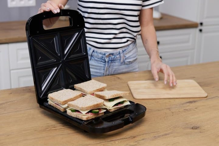 Croque-monsieur électrique XXL - 4 sandwichs - 1400 W - noir