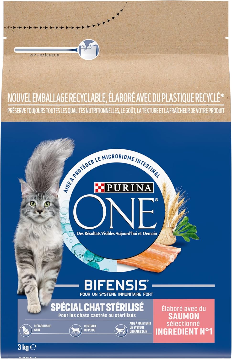 Purina One - Bifensis stérilisé - 4x3kg - Saumon, soutien immunitaire