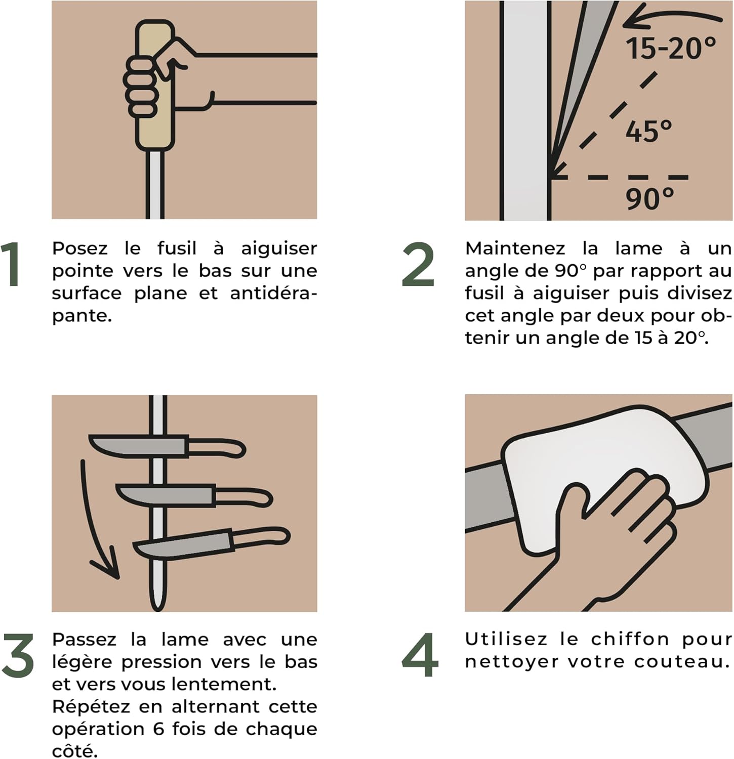 WALDWERK - Fusil à aiguiser premium - acier trempé, poignée bois, 100% sans plastique