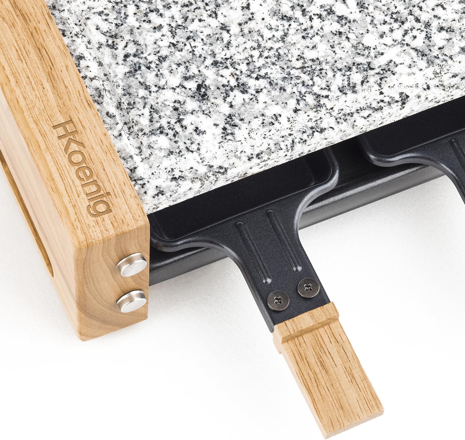 H.Koenig - Duo WOD2 - pour 2 personnes - bois naturel, pierre amovible, 2 poêlons, 2 spatules