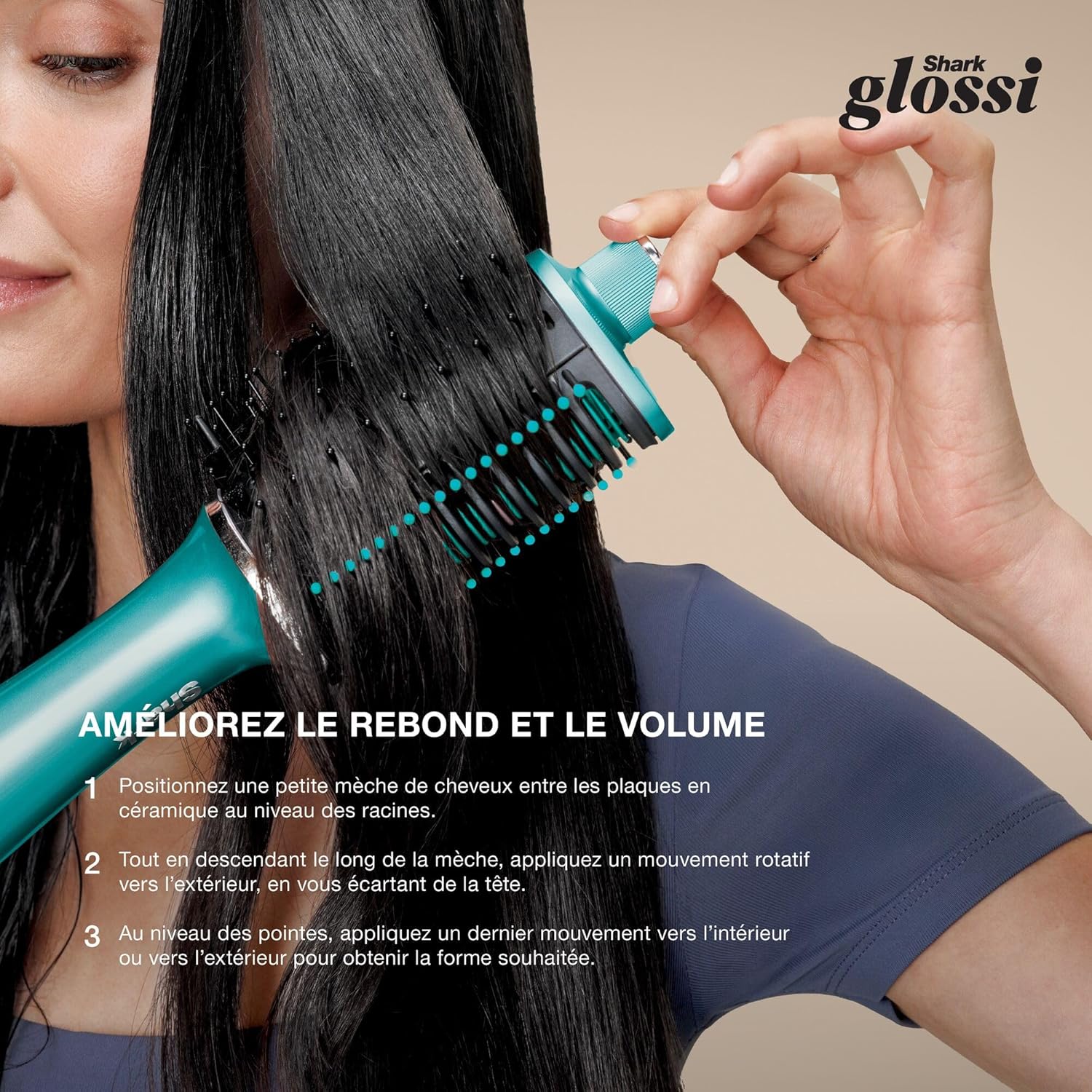 Shark - Glossi 2-en-1 - plaques céramique, anti-frisottis, tous cheveux - HT302EUTL