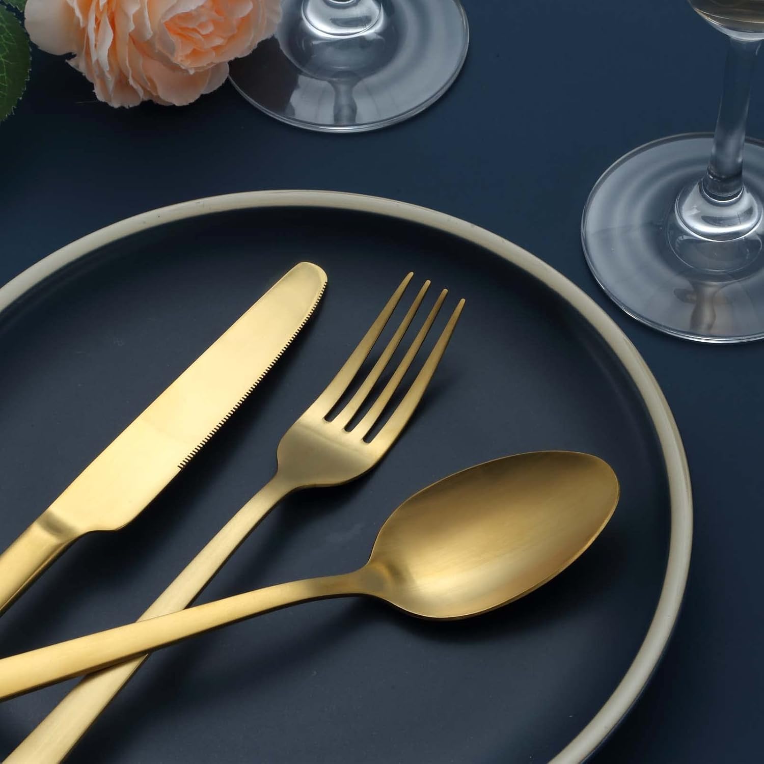 Hunnycook - 60 pièces couverts doré mat - inox - 12 personnes, lavable