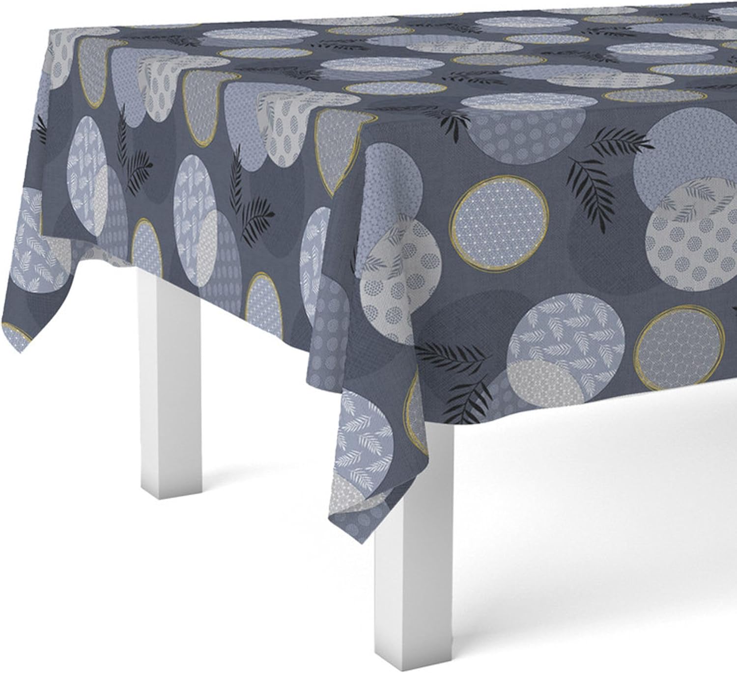 Nappe en toile cirée - Lens Bleu - 260x140 cm - anti-taches, imperméable