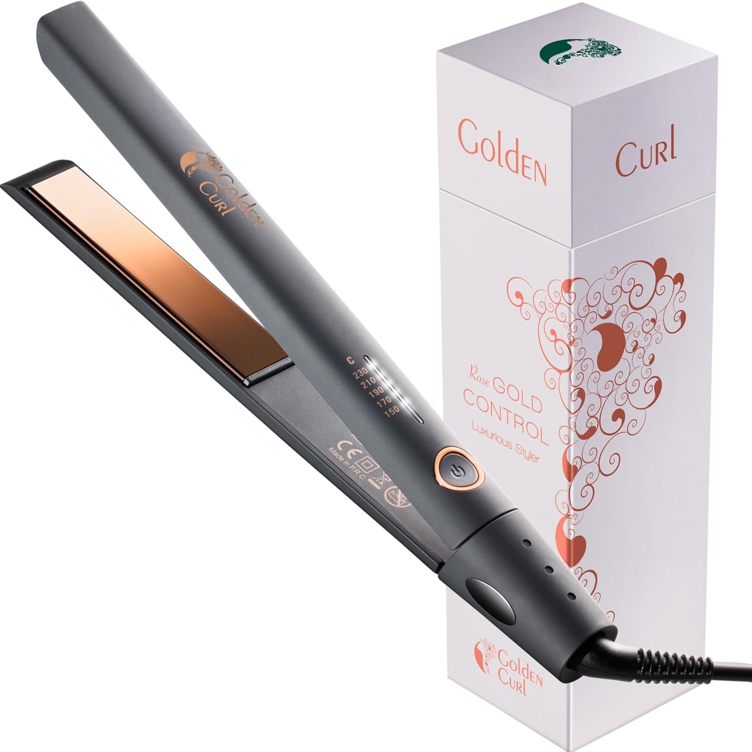 Golden Curl - Fer Lisseur Rose Gold - 2 en 1 lissage/boucles - 5 ans garantie