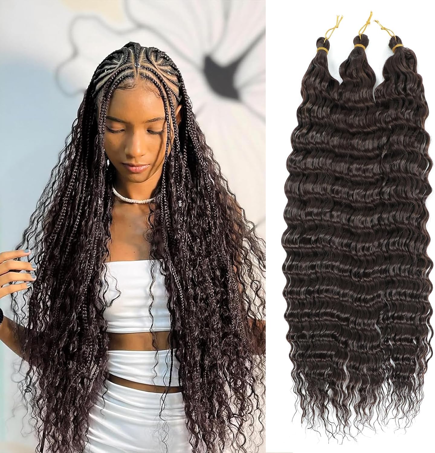 Cheveux synthétiques - Ocean Wave Deep Wave - 18 pouces - boucles douces, lot de 3