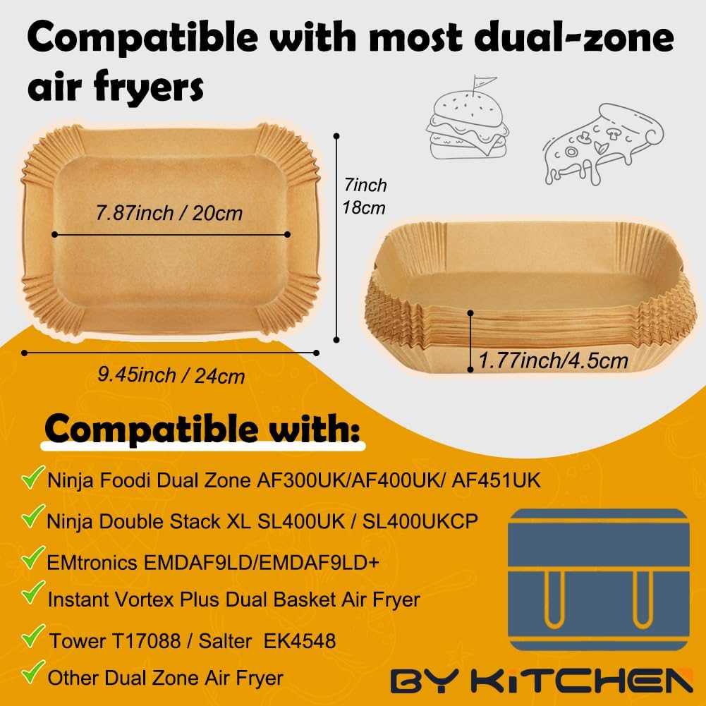 BYKITCHEN - papier cuisson friteuse - 200 pcs, 9,5L, accessoires air fryer, AF300EU/AF400EU/SL400EU