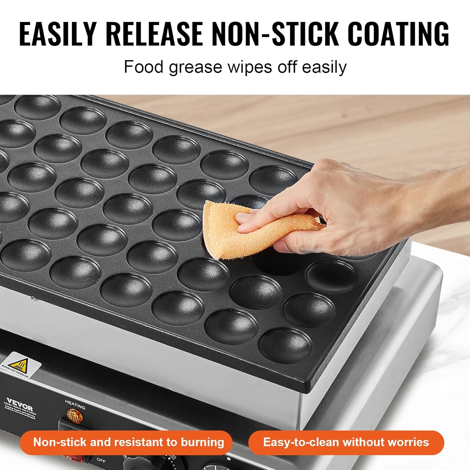 VEVOR - crêpière 50pcs - 43 mm - inox, 1700W, temp. réglable