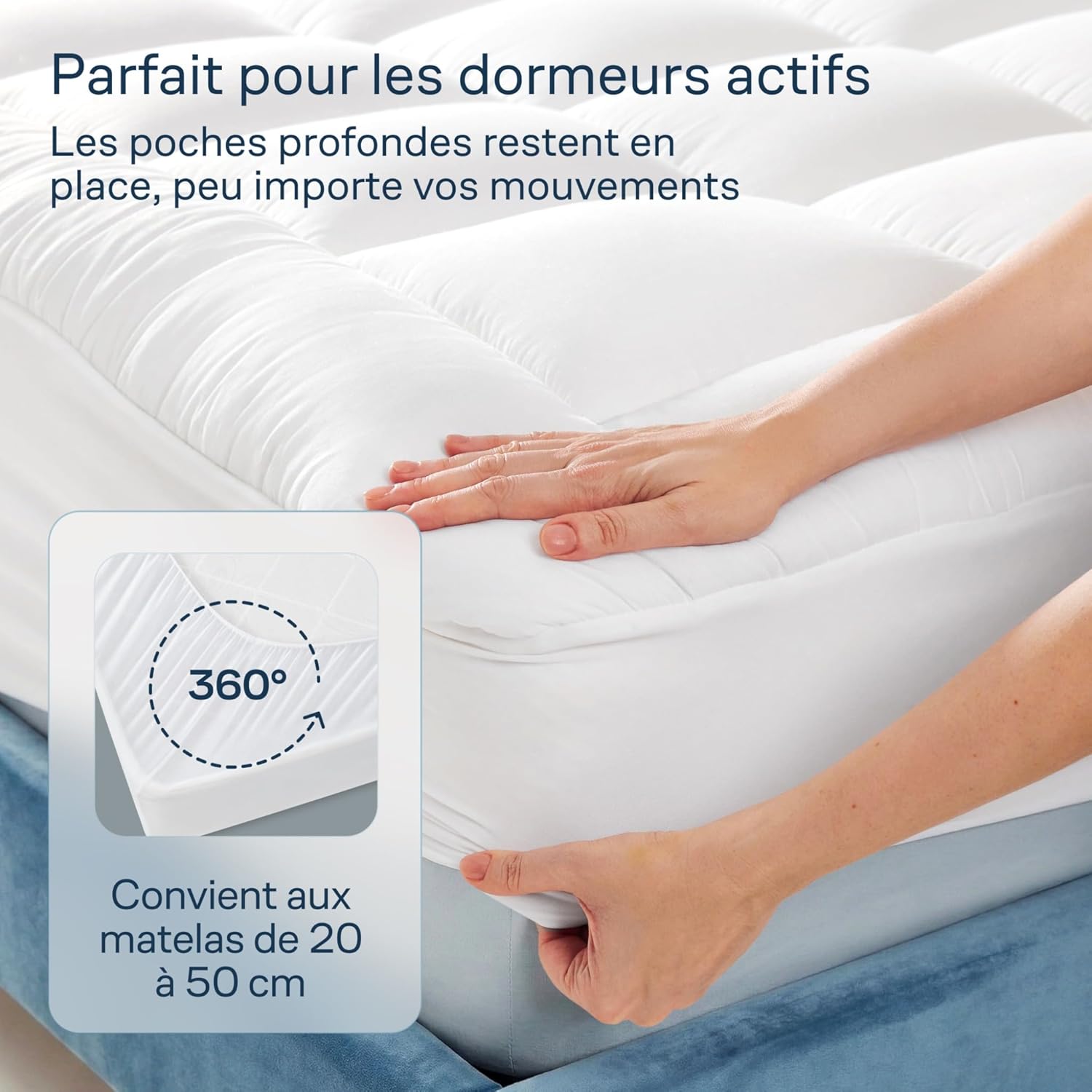 Surmatelas - Double Confort Ultra-Doux, coton, 140x200cm, respirant