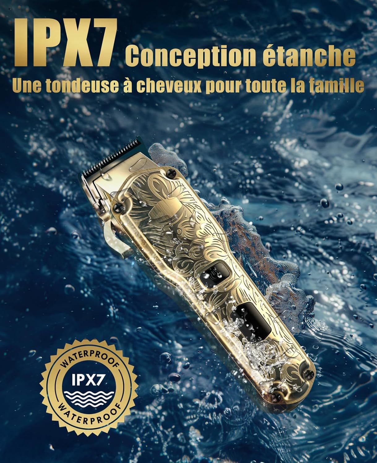 Jack & Rose - tondeuse cheveux/barbe IPX7 - LED - sans fil - Bronze