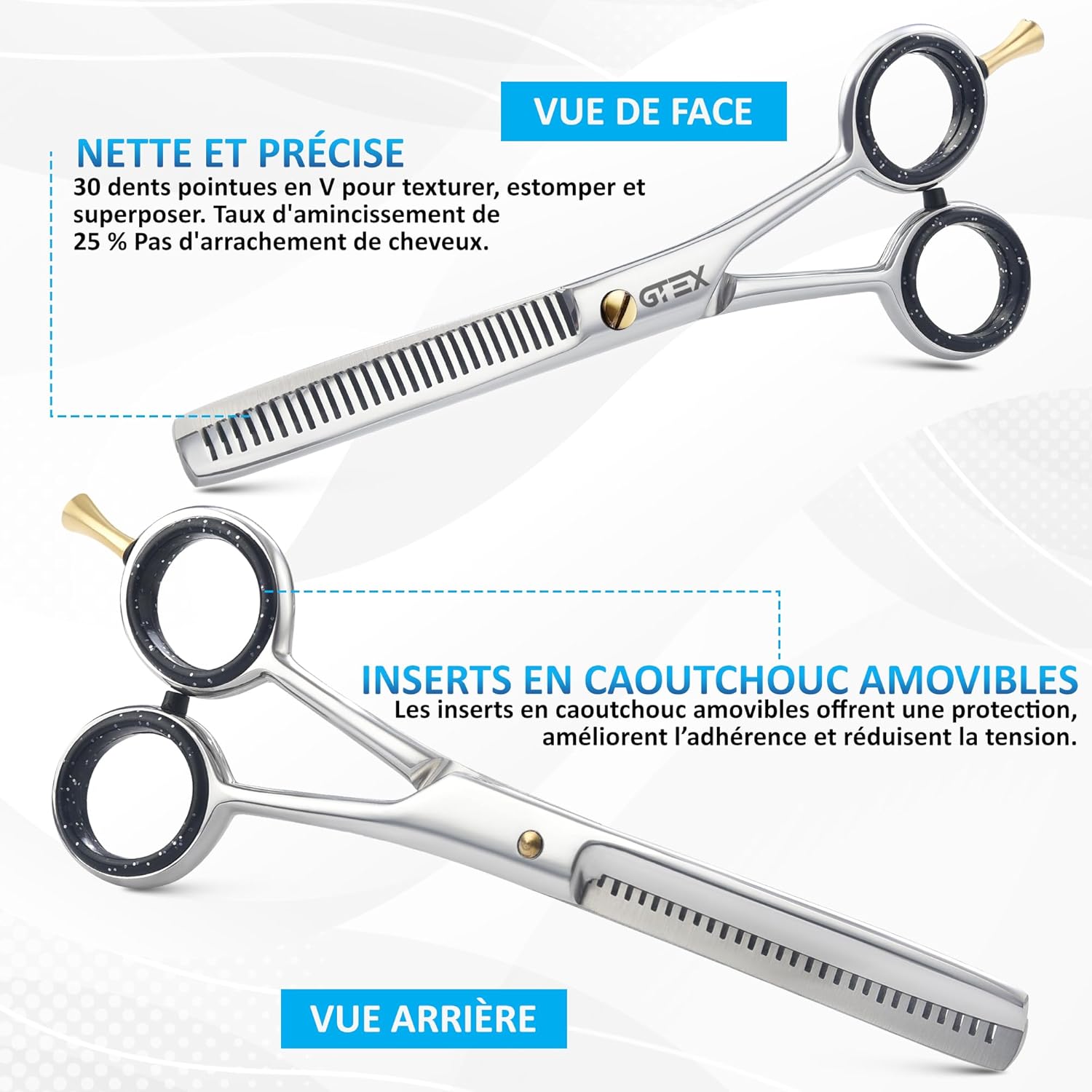 GTEX - Ciseaux désépaississants 6,5'' - inox haute teneur en carbone