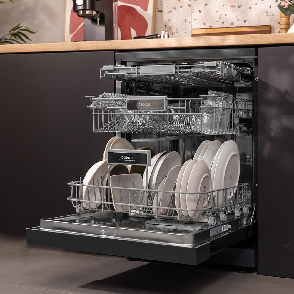Cecotec - Bolero Aguazero 6200 Dark - 60 cm - 14 couverts, 6 programmes, Turbo Dry+, départ différé, 1850W