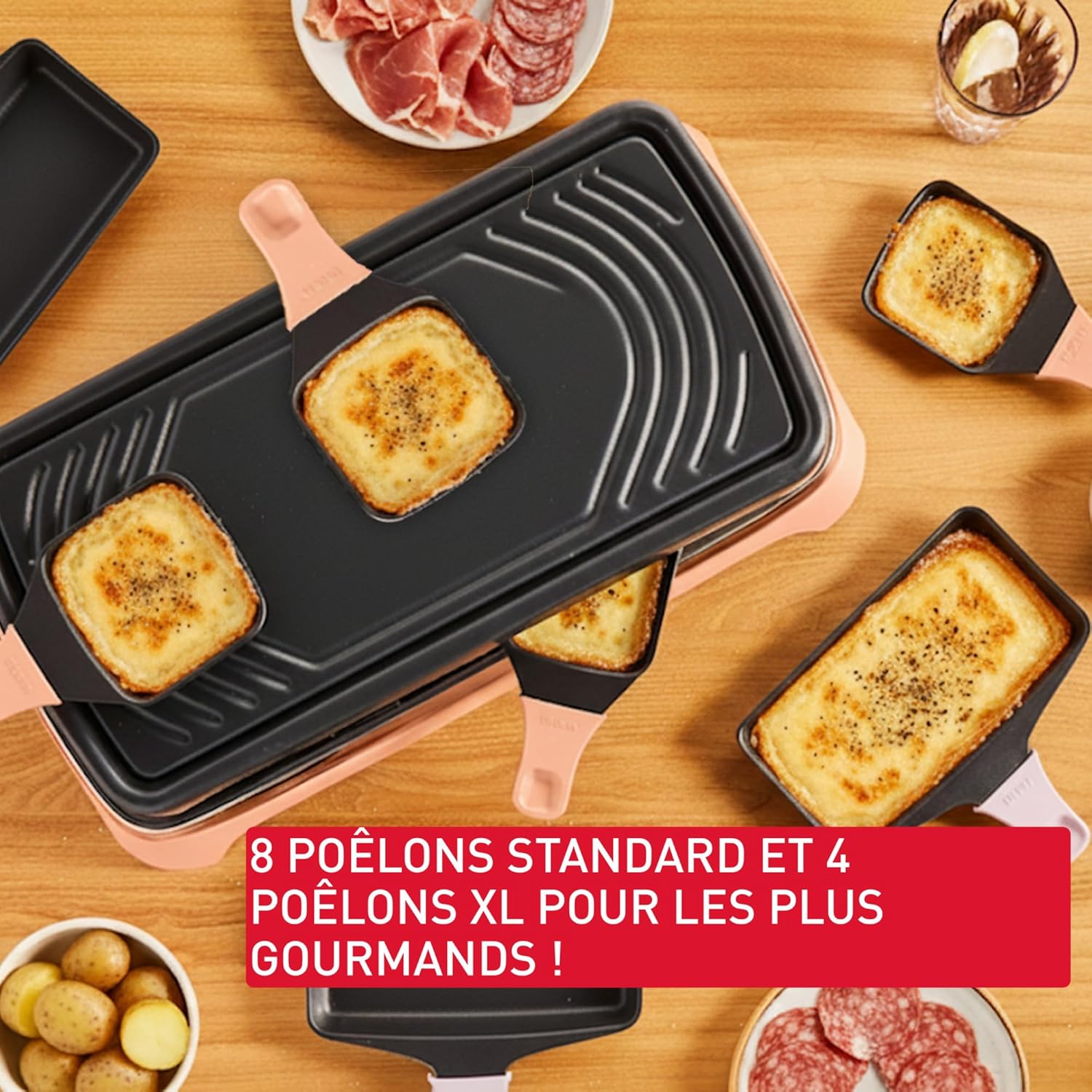 Tefal - Food & Co série - 8 pers - raclette multifonction intérieur/extérieur - RE650J10