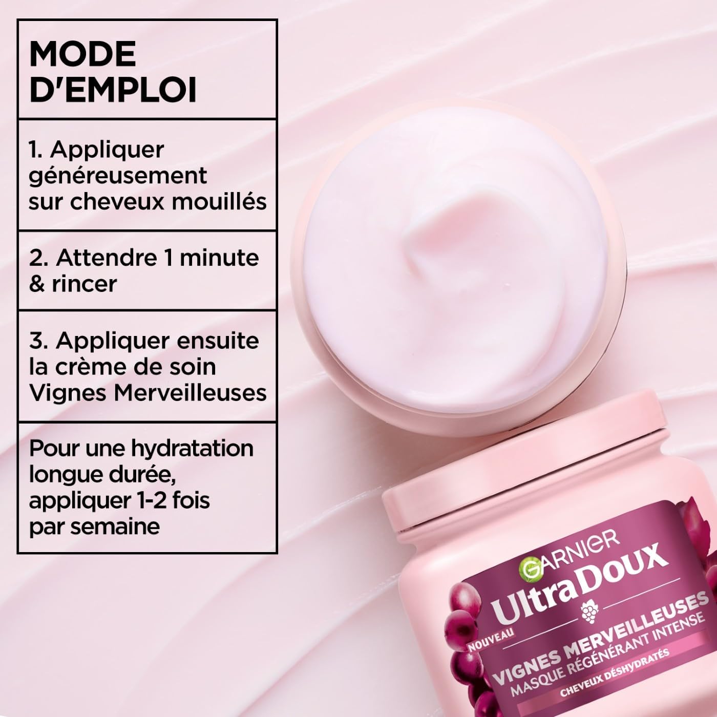 Garnier - Ultra Doux Vignes Merveilleuses - 340 ml - masque hydratant cheveux, huile de pépin de raisin