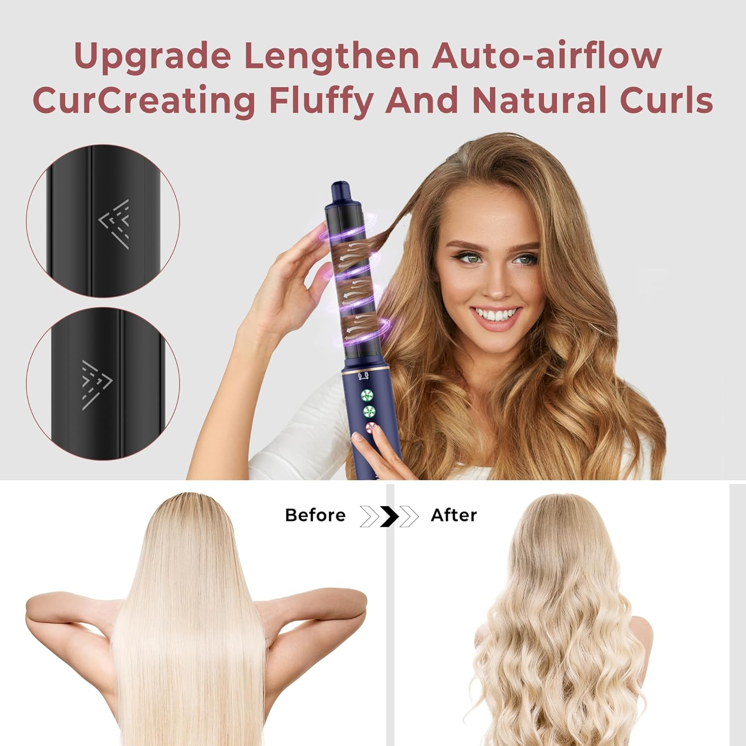 Air Styler 7 en 1 - 110000 tr/min - 20M/S - 320M ions, brosse, sèche-cheveux, boucleur