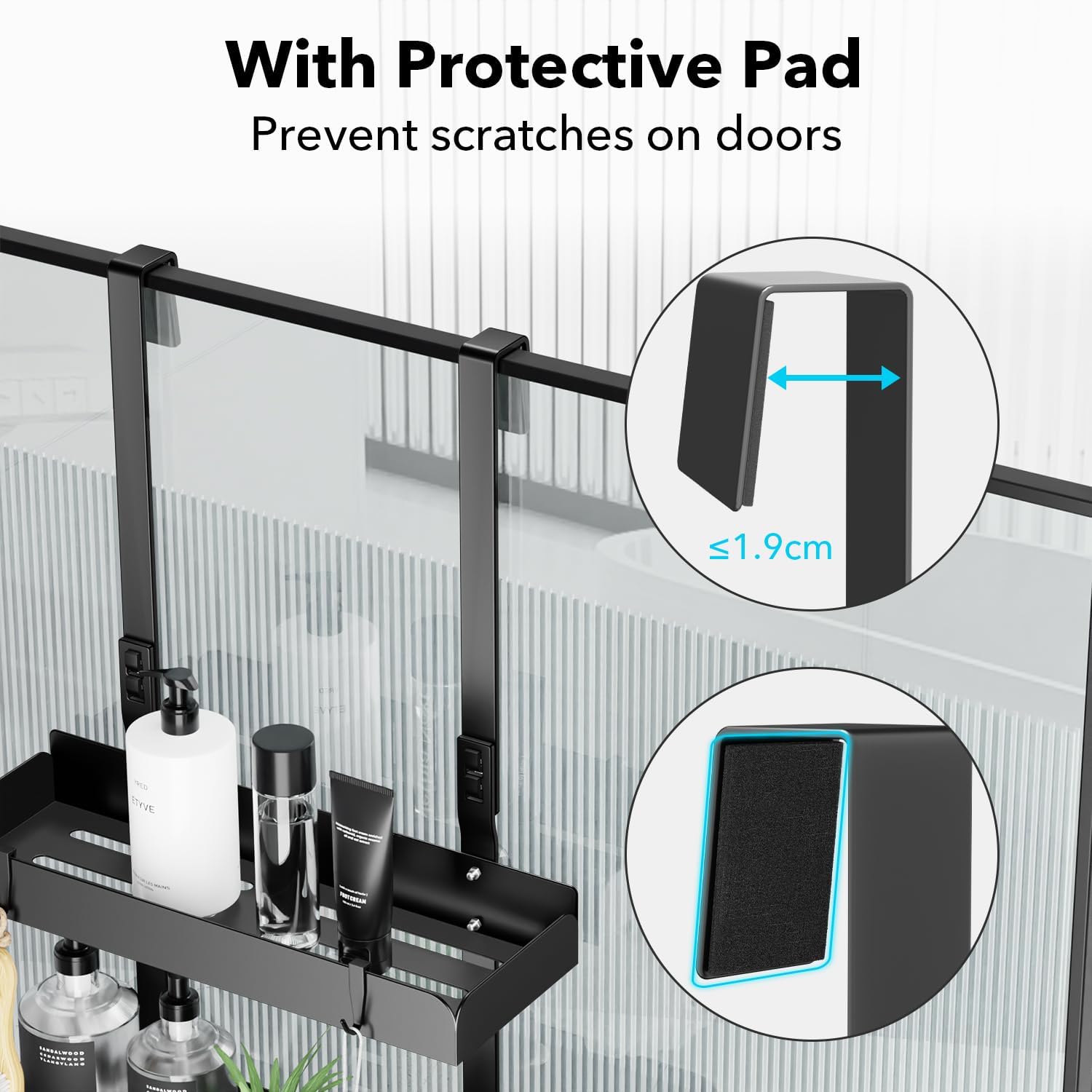 Étagère de douche suspendue 55,5cm, rangement pratique et porte