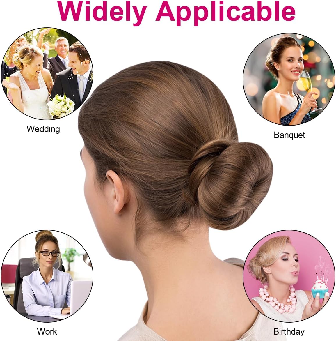 URAQT - machine à pain donut - 6+8 cm - 4 donuts + 30 épingles, pour chignons