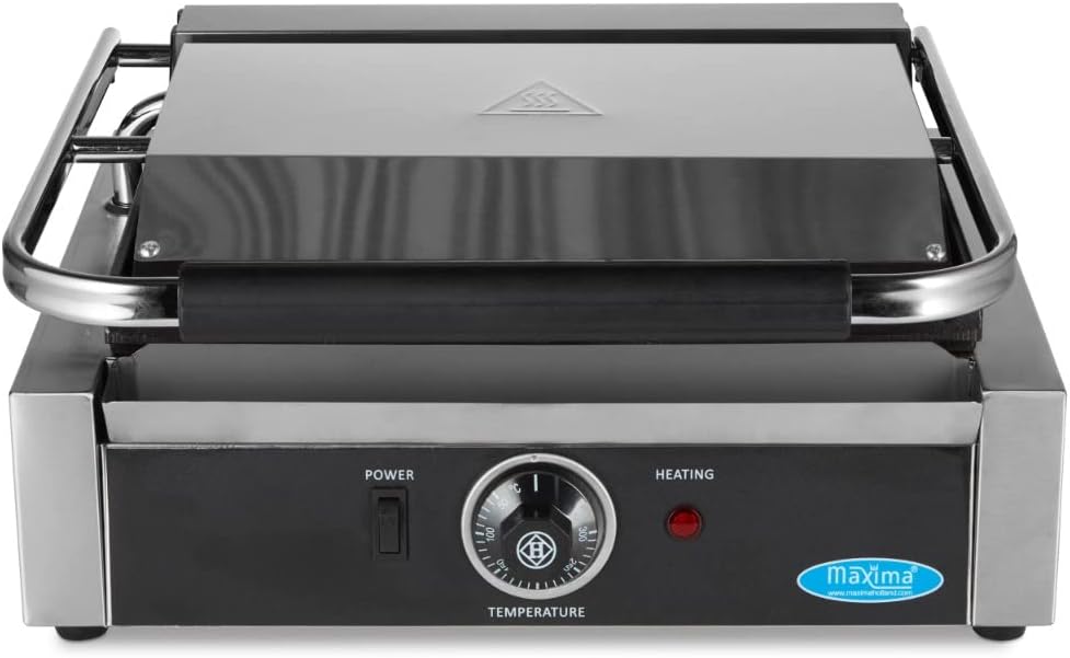Maxima - Gril de contact rainuré simple - 33,5 cm - plaque de cuisson pro