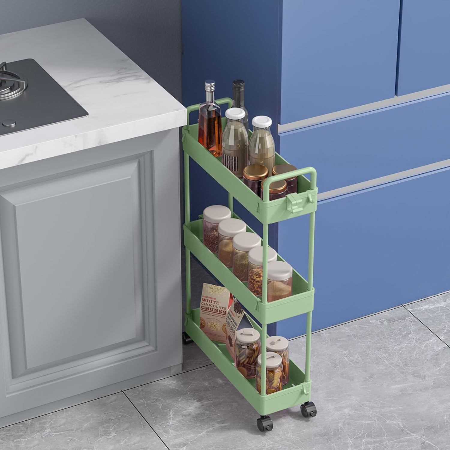 SOLEJAZZ - chariot 3 niveaux - étroit, mobile, roulettes, cuisine