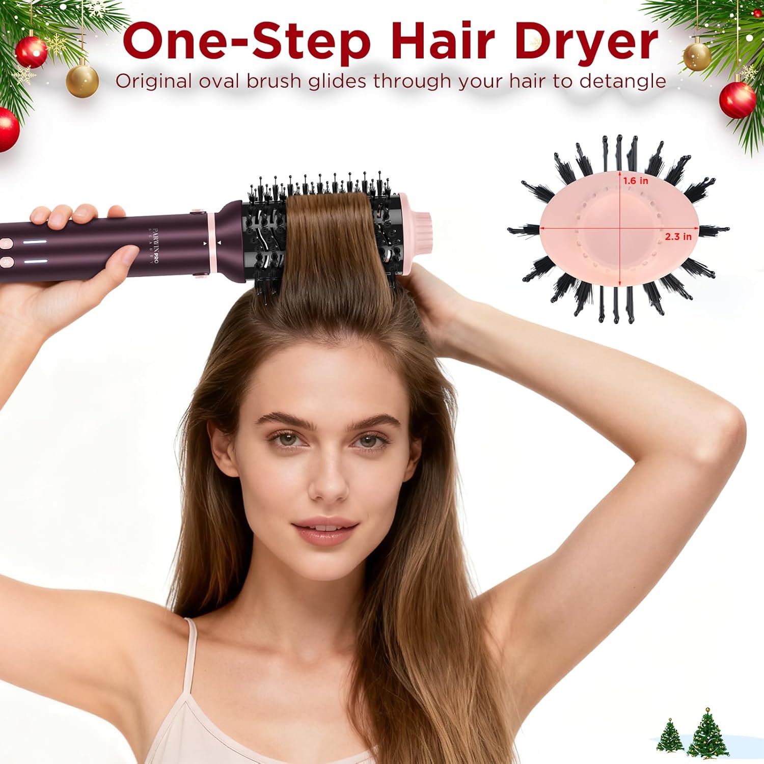 PARWIN PRO - Brosse à lisser auto, double tension, sèche-cheveux puissant