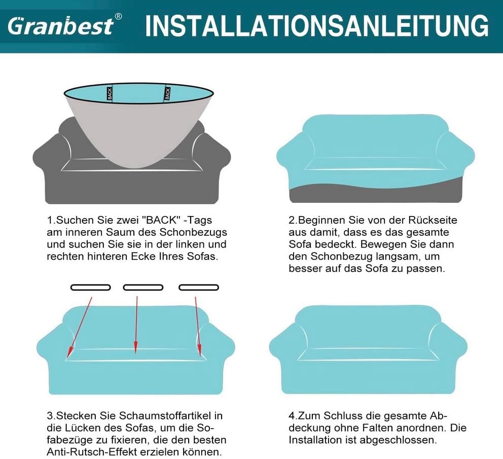 Granbest - housse de canapé jacquard 3 places - extensible, protection animaux