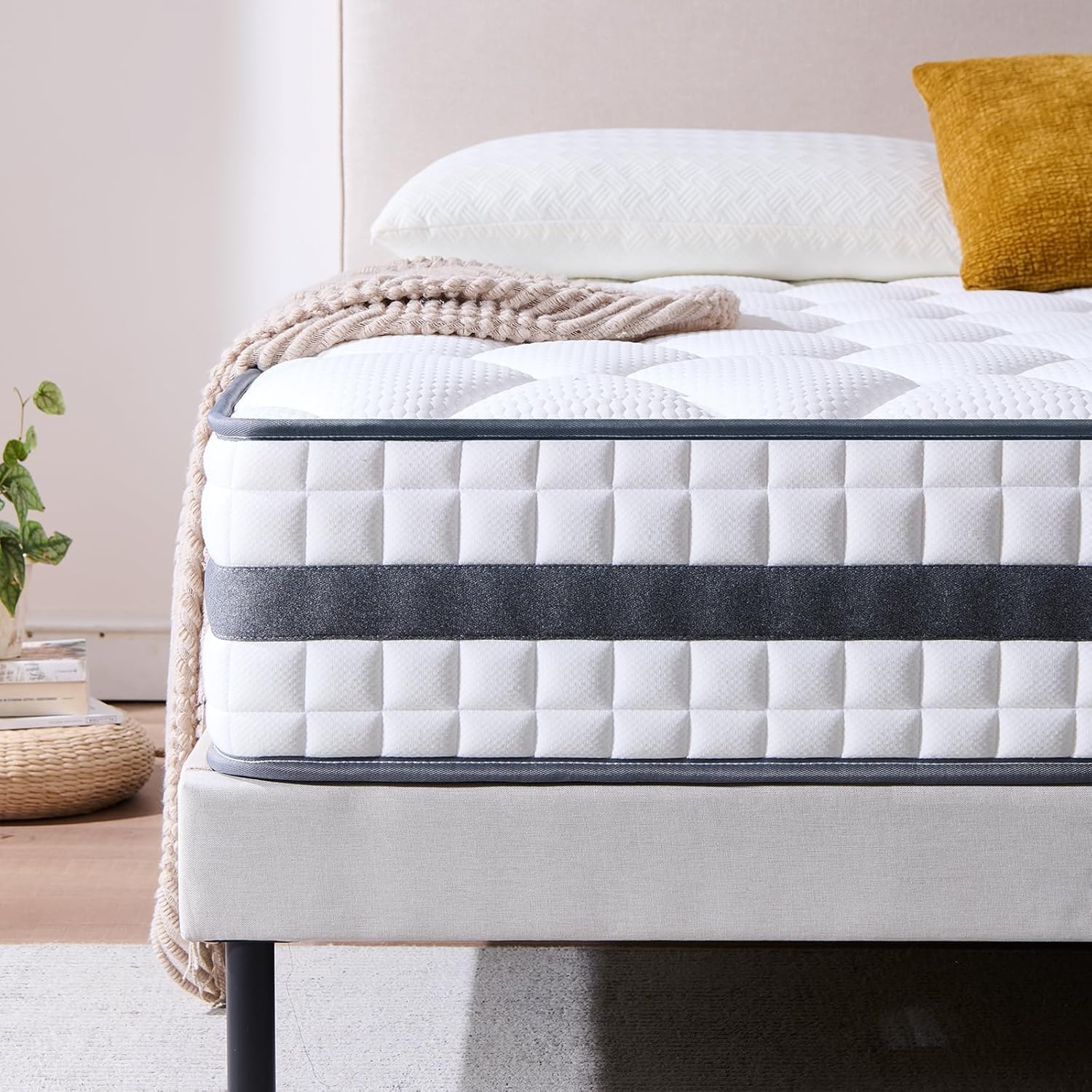 Matelas hybride - mousse mémoire, ressorts, 140x190x25 cm, doux et respirant