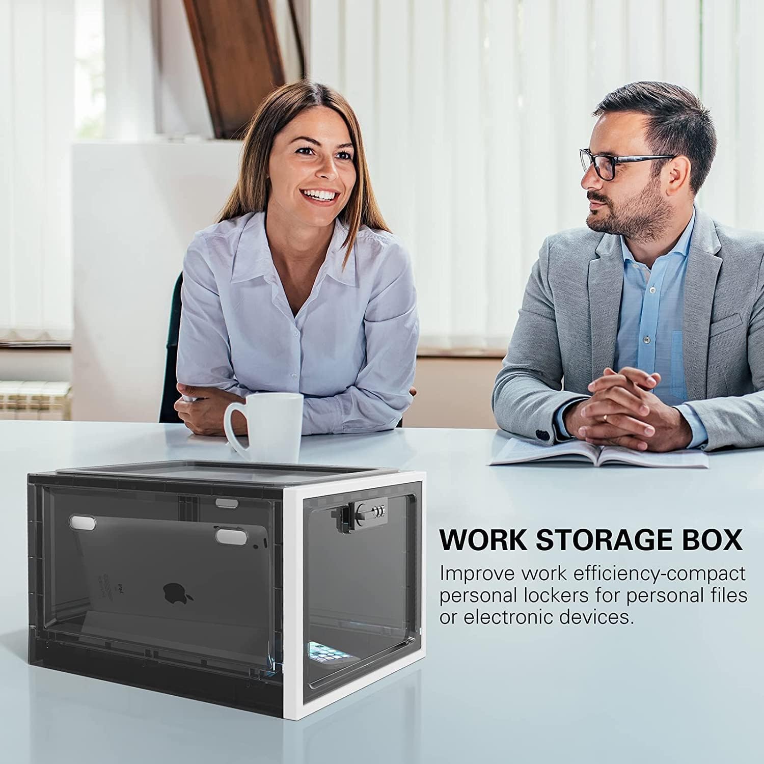 SUKUOS - Boîte verrouillable, rangement médicaments, noire, sécurité, compacte