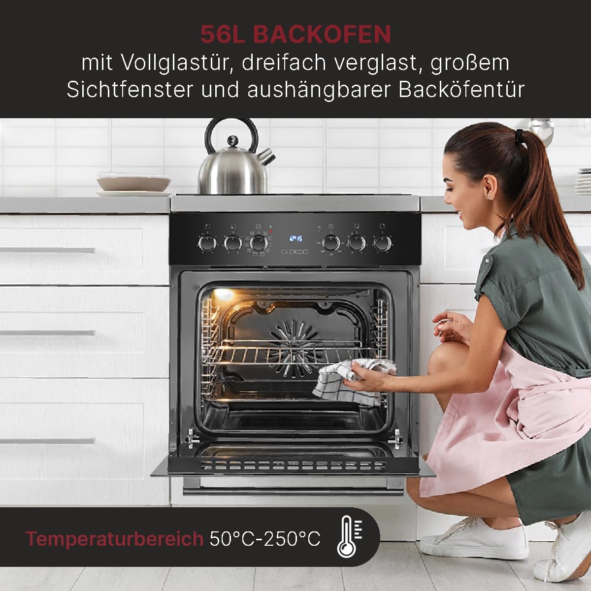 Bomann - cuisinière encastrable induction, 56L, 9 fonctions, EHBC7937