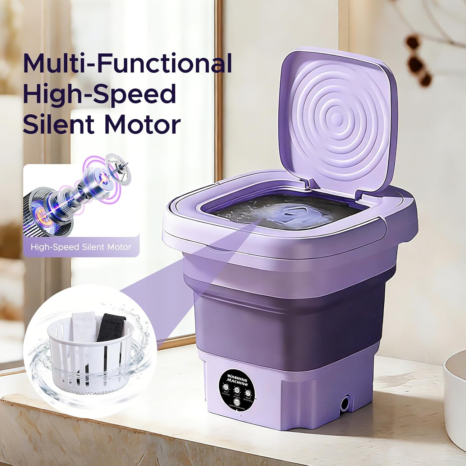 Mini machine à laver pliable - compacte, portable, vidange, voyage