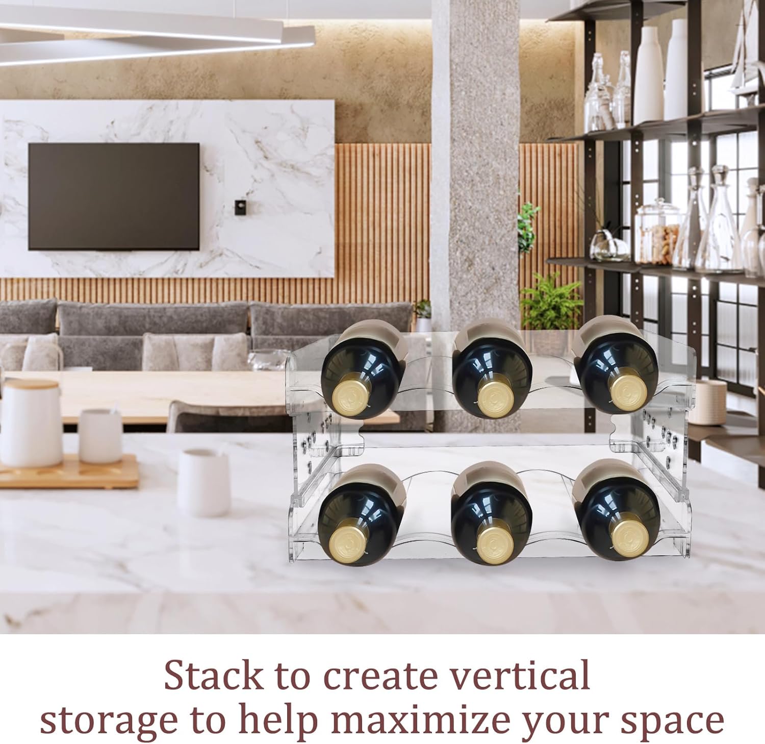 MXTIMWAN - Porte-bouteilles empilable, 2 niveaux, range vin, cuisine, MXTIMWAN