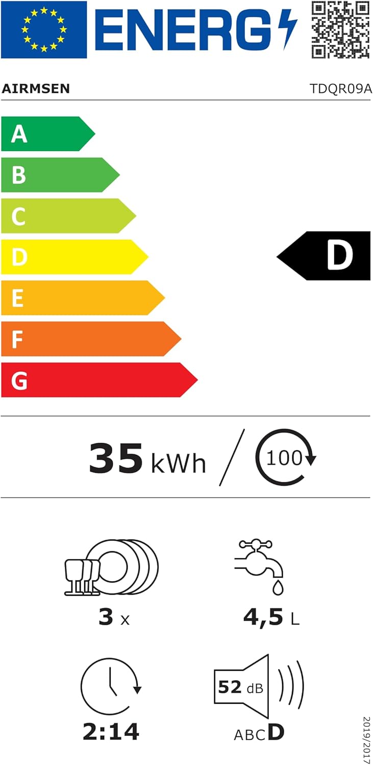 AIRMSEN - Mini lave-vaisselle portable 5L - 8 programmes, départ différé, sécurité enfant