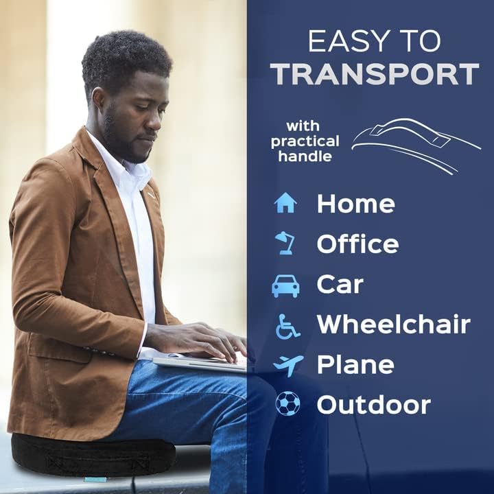 Coussin ergonomique assise mémoire de forme, noir, soutien sciatique