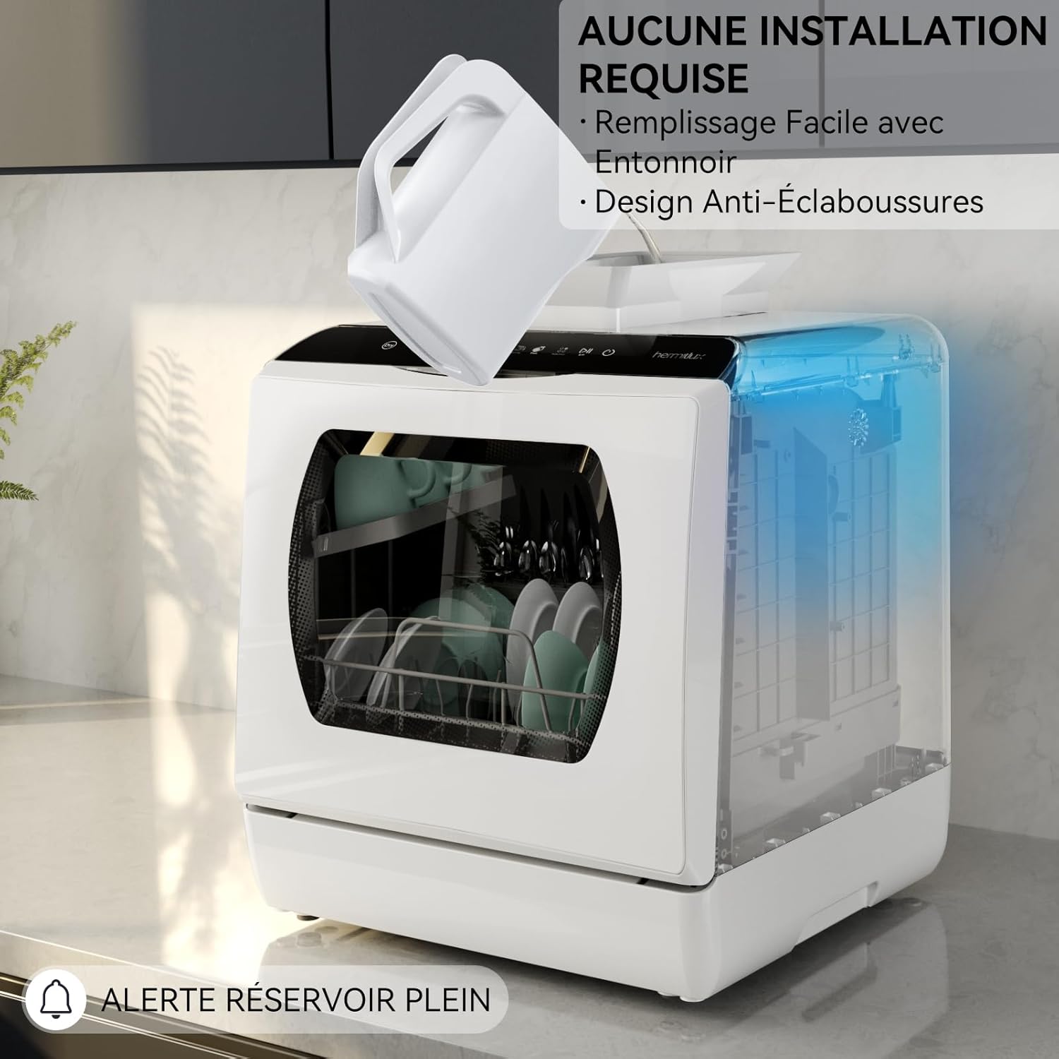 Hermitlux - Mini lave-vaisselle - 43 cm - 4 couverts, sans raccord eau