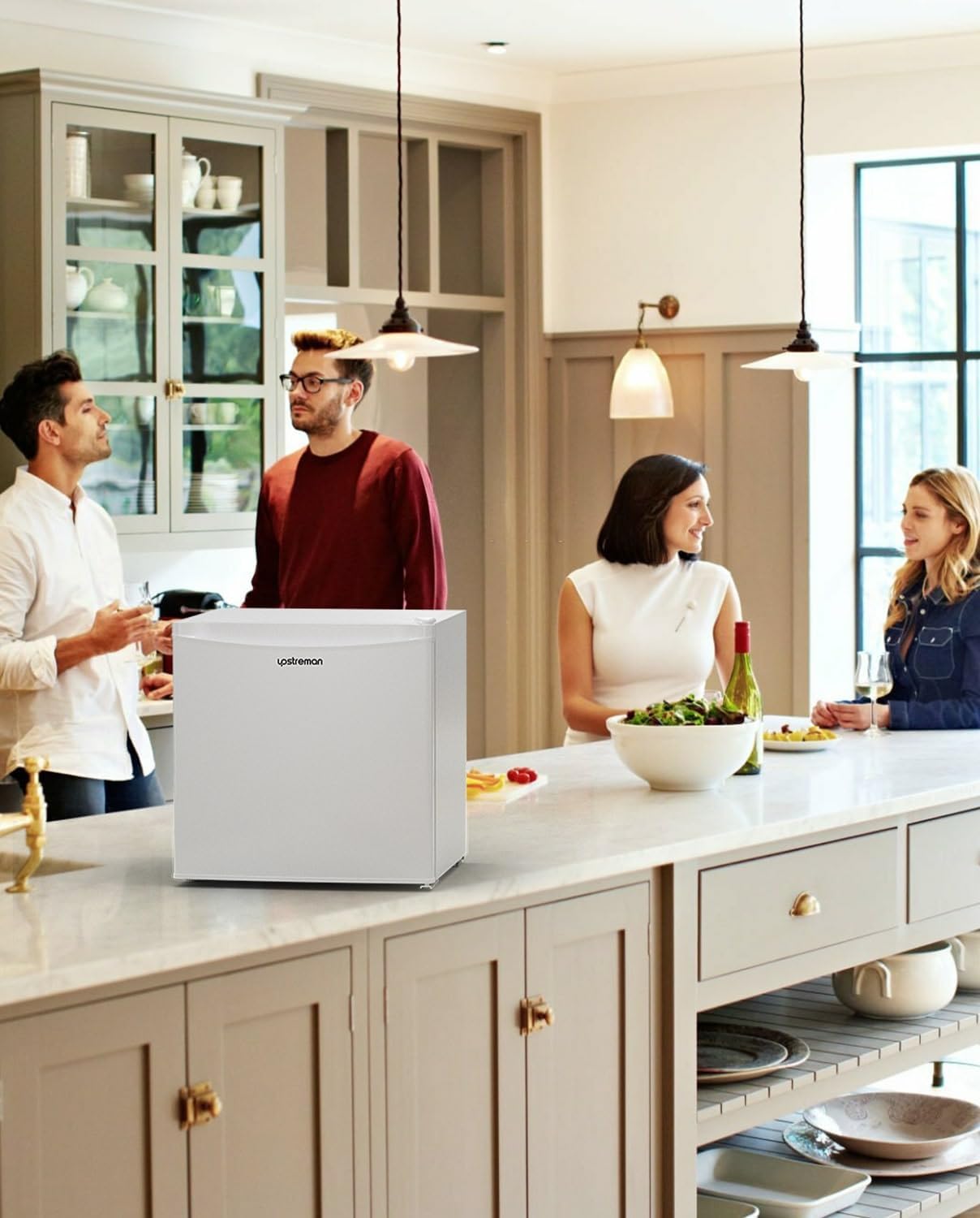 Upstreman - FR17 - 46L - Mini frigo avec congélateur, silencieux, porte réversible