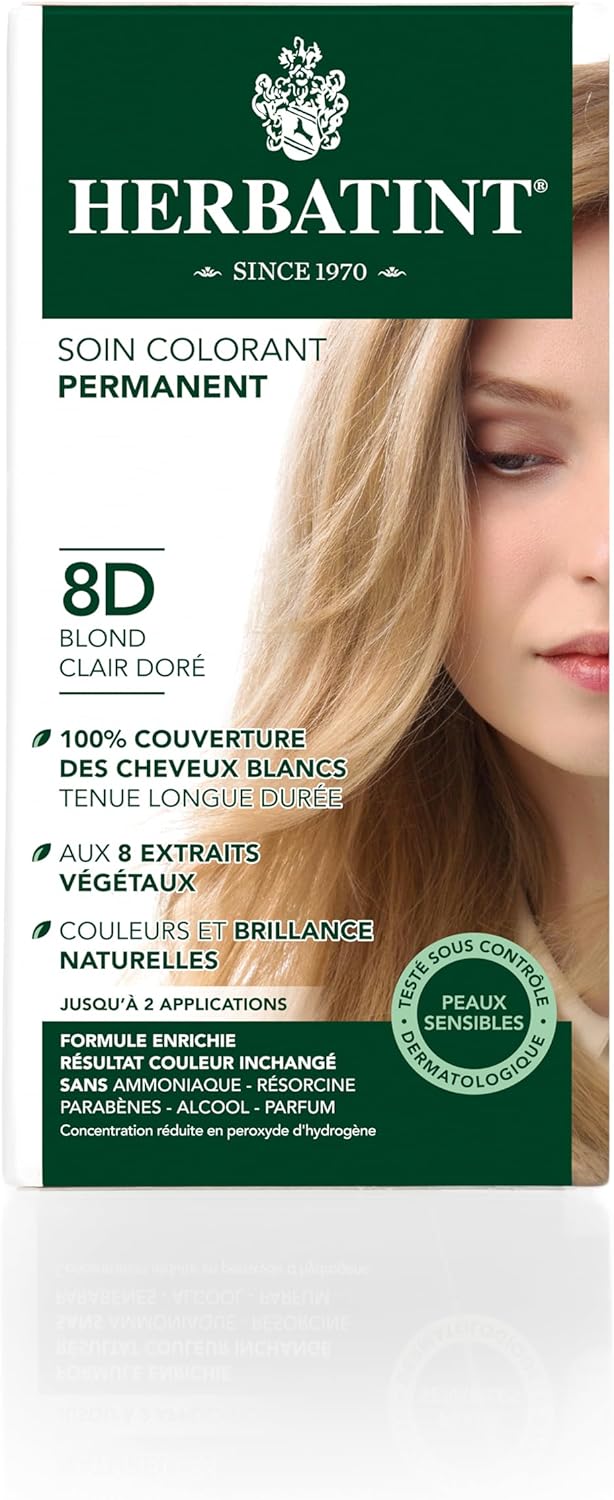 Herbatint - Soin Colorant Permanent 150ml - Blond Clair Doré, sans ammoniaque, 100% couvrant