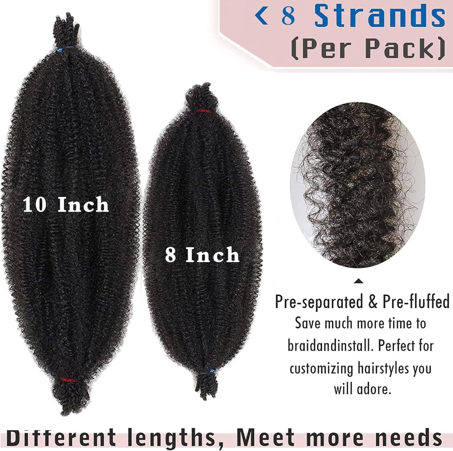 Xtrend - Soft Springy Afro Twist - 16 pouces - 3 packs, cheveux prérépartis, synthétiques, spécial faux locs, 1B#