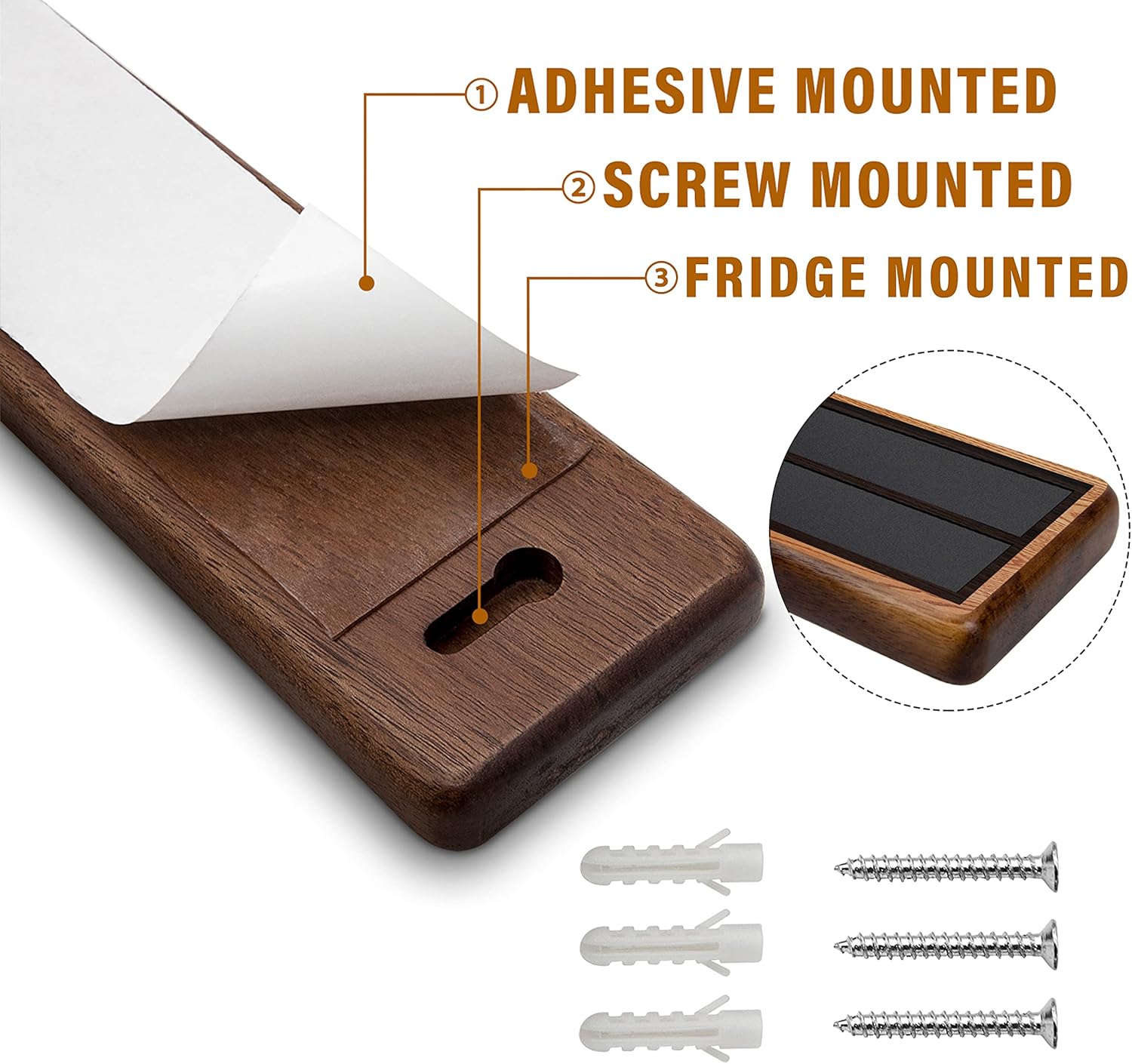 HOSHANHO - Porte couteaux bois aimanté - 40 cm - Extra puissant