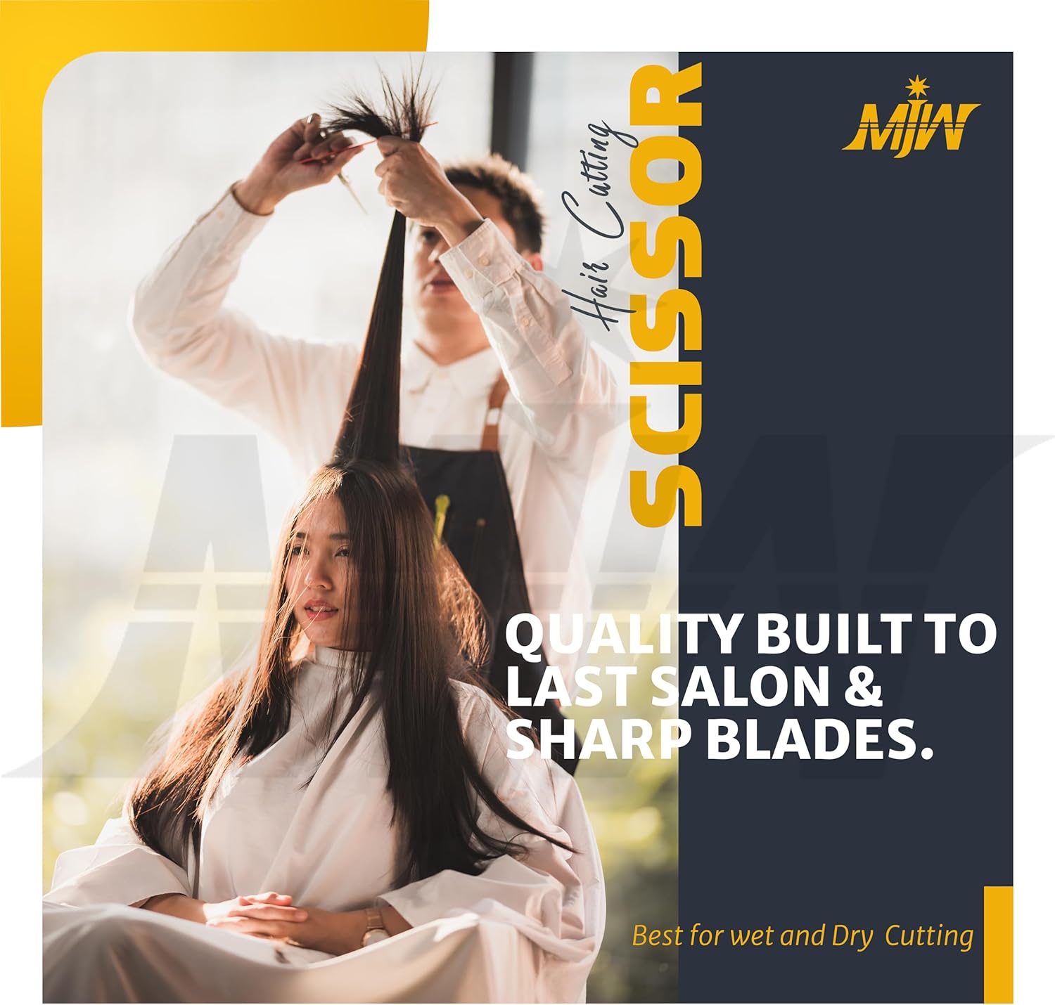 MJW - Ciseaux de coiffure pro série classique - 6,5'' - inox, coupe barbe et moustache