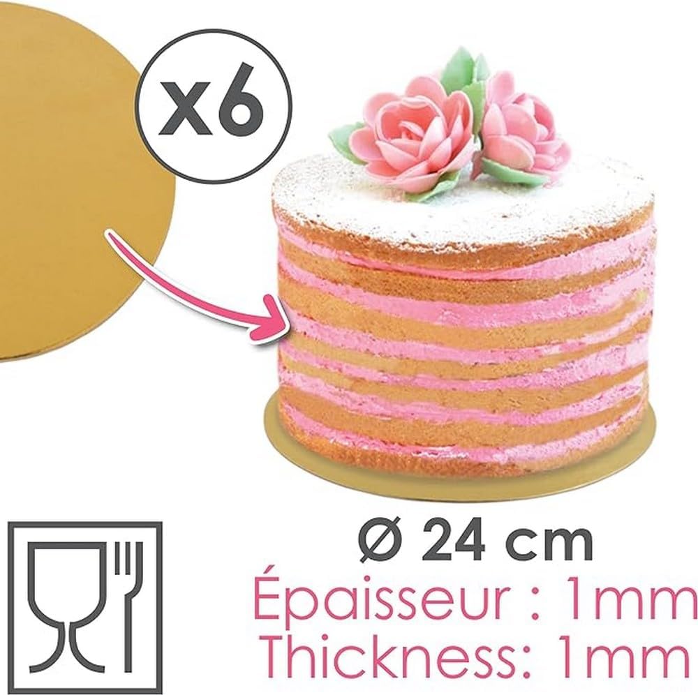 ScrapCooking - kit supports gâteaux ronds 24cm - carton doré/noir - 5201